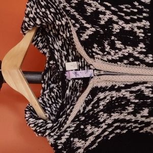 Zipper knee length hoodie cardigan